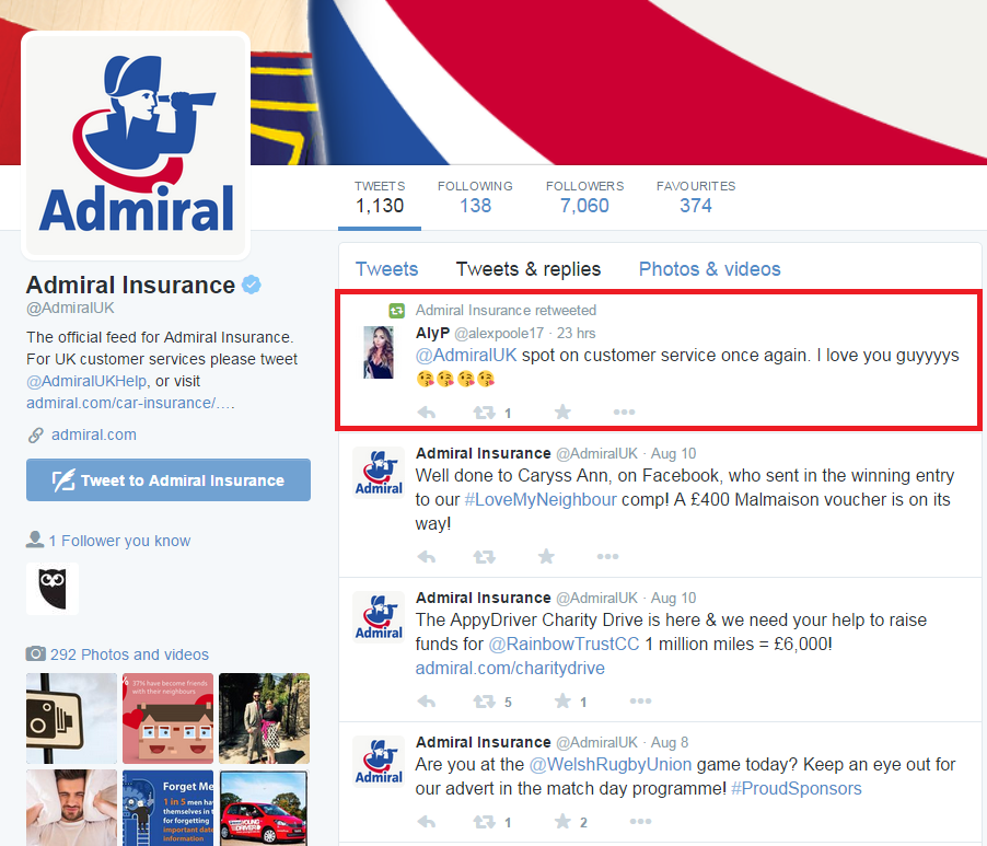 Admiral Insurance Twitter 