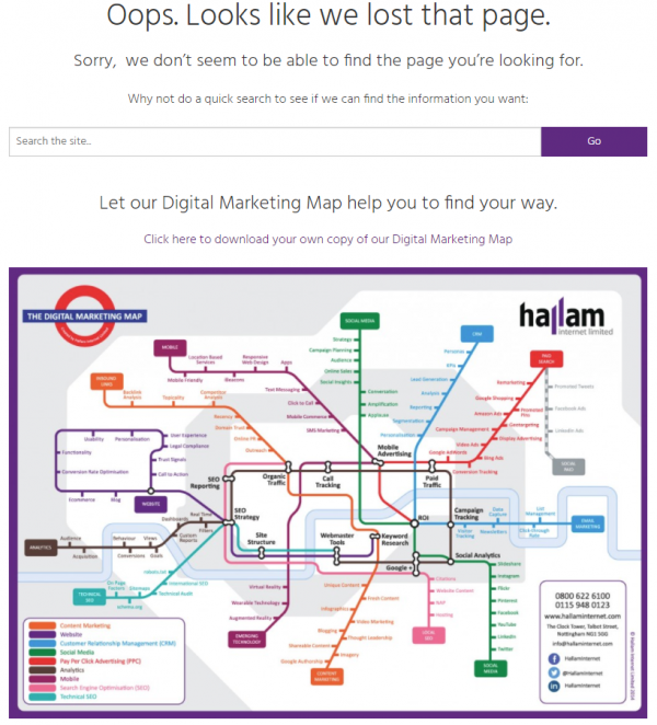 Hallam 404 page