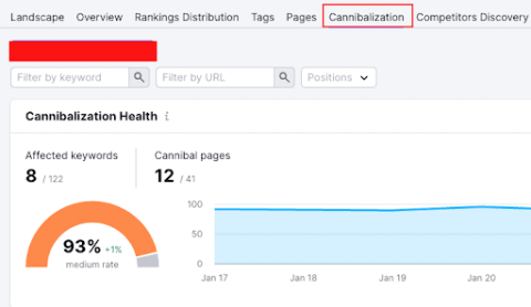 Semrush cannibalisation tab