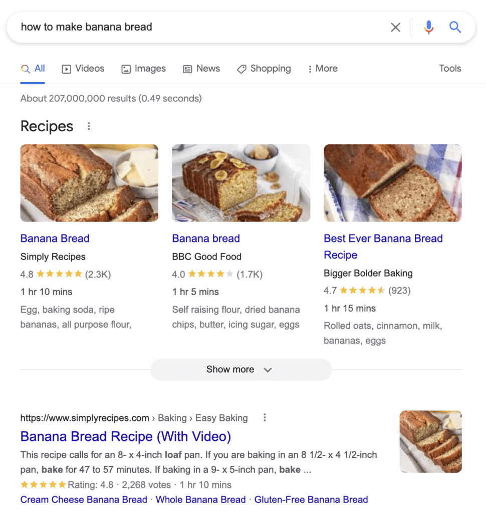 screenshot of a Google rich result