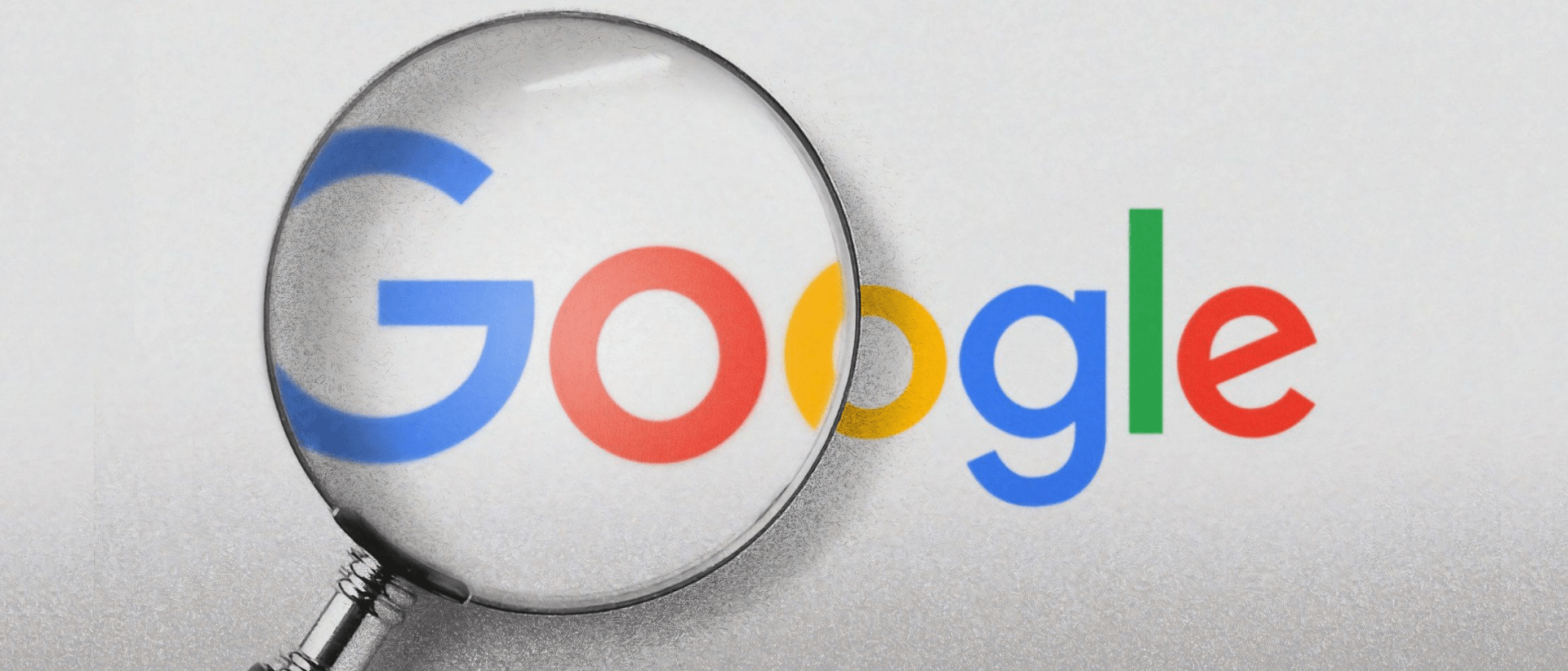 Google logo with a magnifying glass on it