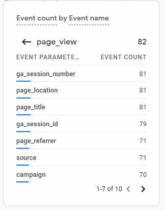 some examples of the parameters within the page_view event