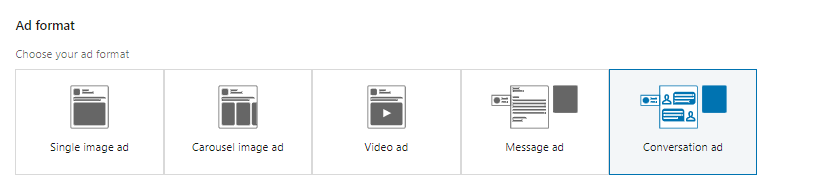 Selecting LinkedIn ad format