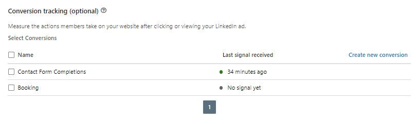 LinkedIn conversation ad conversion tracking