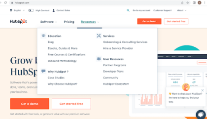 hubspot resource dropdown