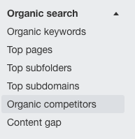 Organic search dropdown on Ahrefs