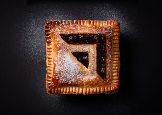 Hallam logo on a mince pie