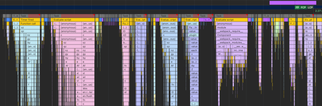 Performance monitor breakdown of long script tasks