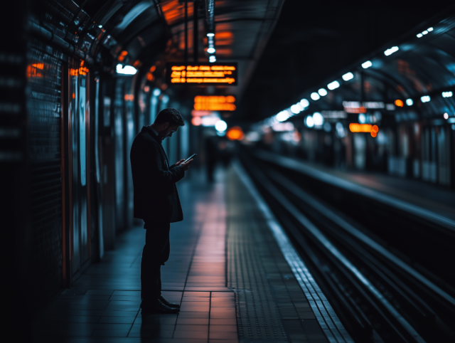 man-standing-on-station-platform-looking-at-phone