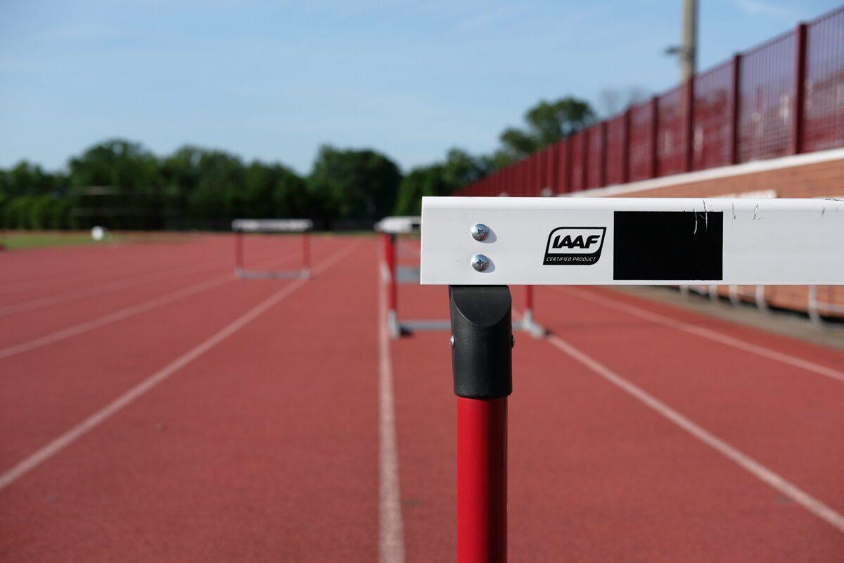 hurdles on a running track