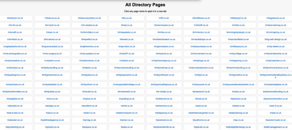 Example of spam backlinks